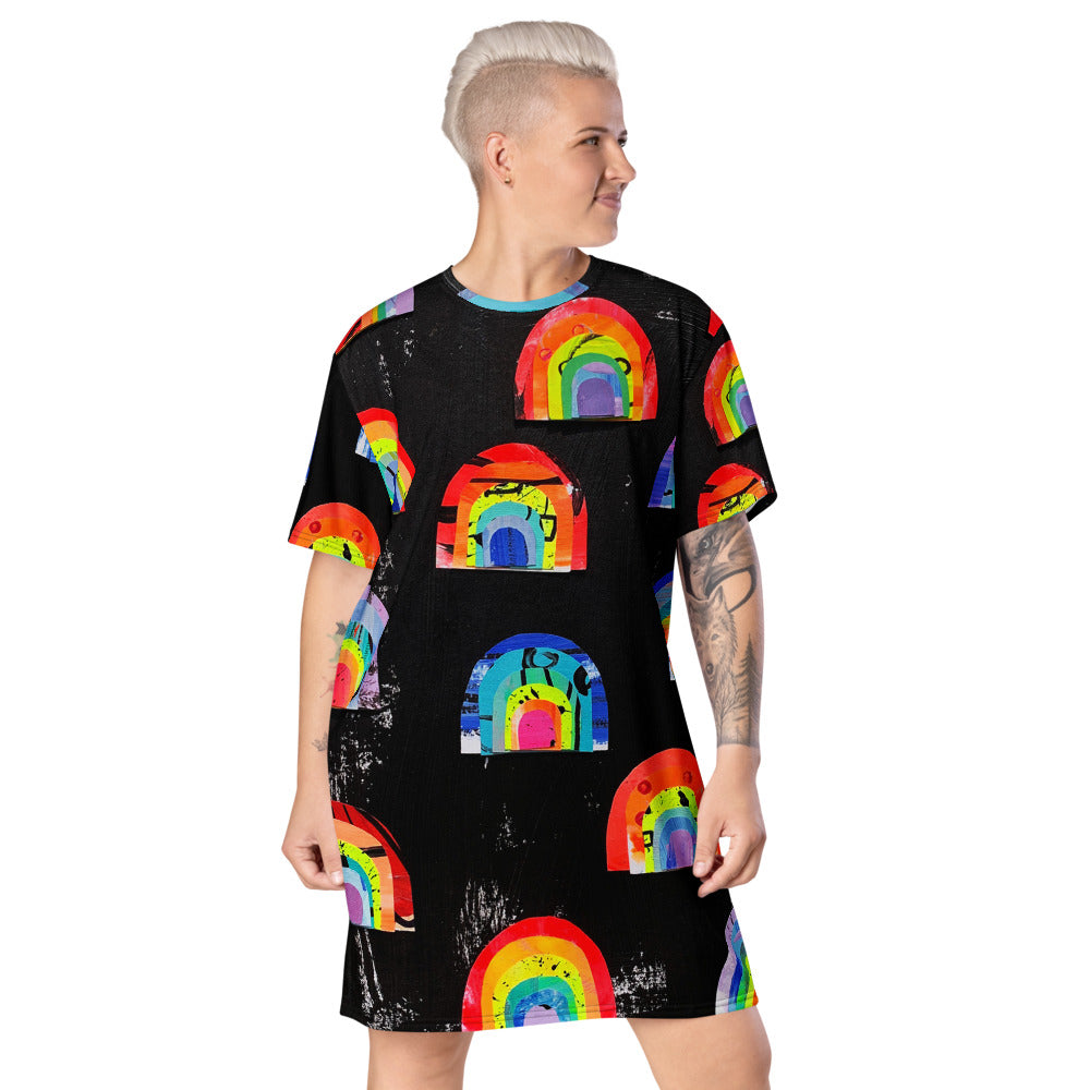 Black Rainbow T-shirt dress – Art by Zinome